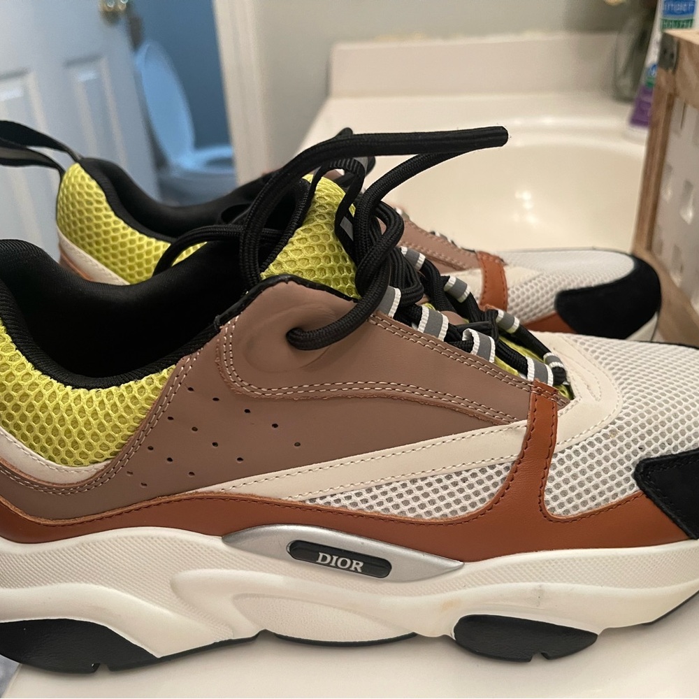 Dior Men's Brown and Yellow Sneakers